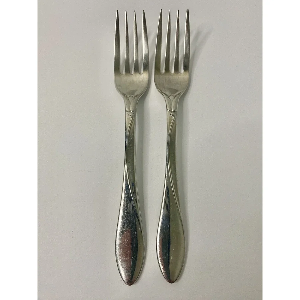 Yamazaki Raceme Japan Stainless Steel Flatware Salad Forks Lot Of 2 Silver